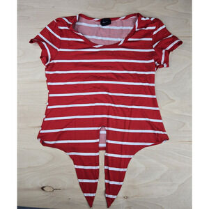 Rue 21 Red White Stripe Tie Front Crop Top Size Medium M